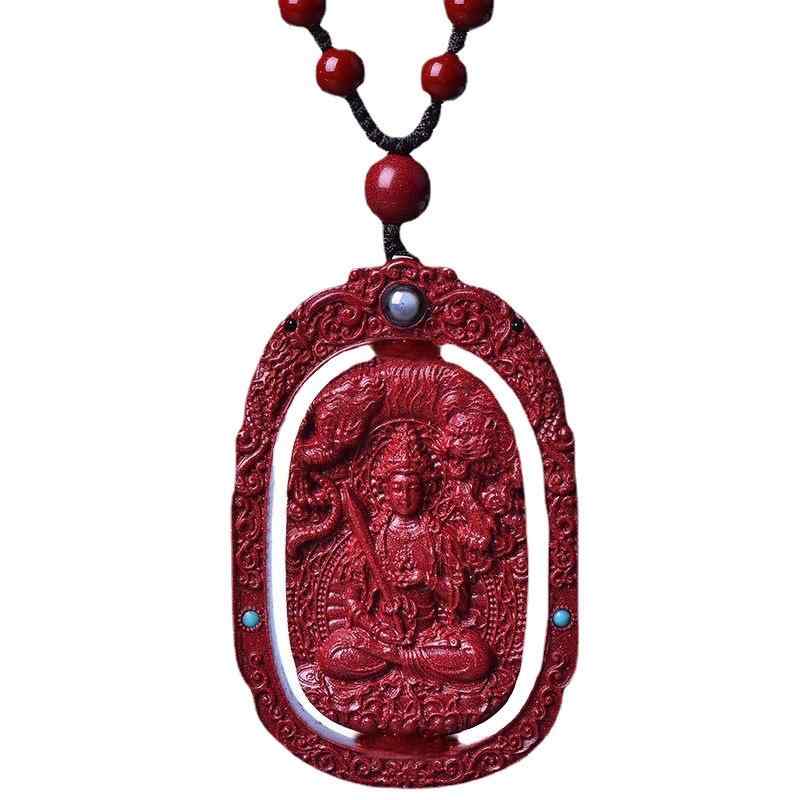 ネックレス レディース メンズ 干支 守護神 文殊菩薩 辰砂 ペンダント 民族風 アニマルモチーフ アクセサリー
