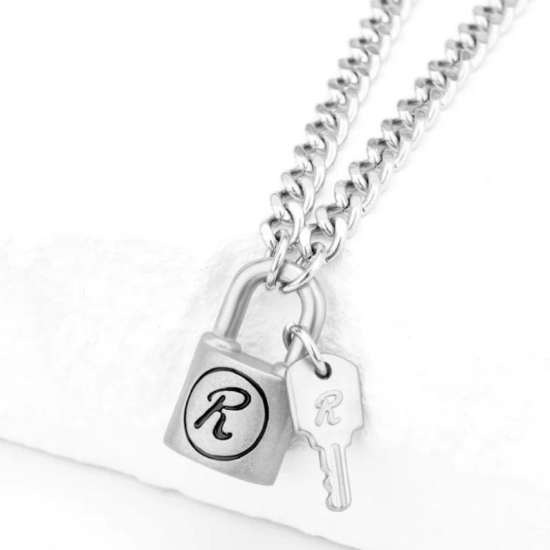 ネックレス メンズ 南京錠モチーフ ペンダント チョーカー レトロ アンティーク風 マット 仕上げ スチ..