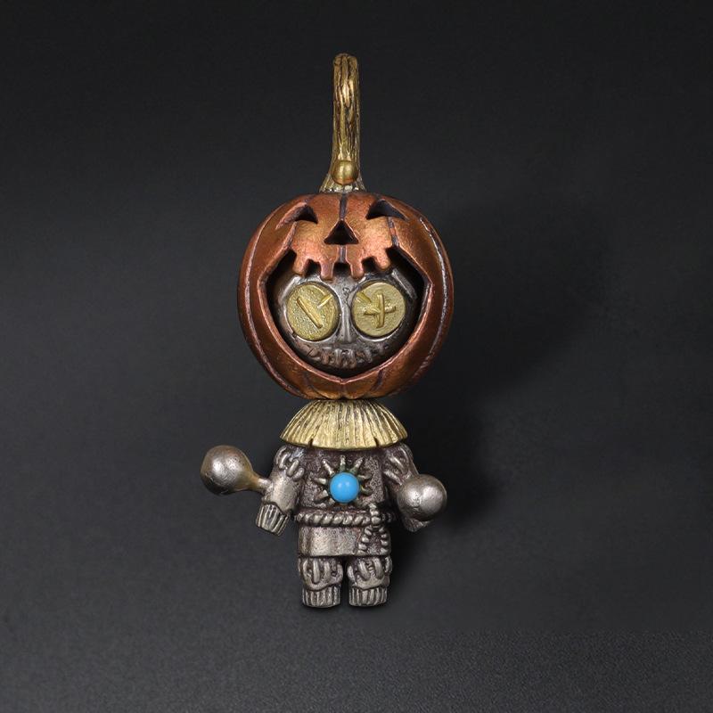 ネックレス メンズ レディース カボチャ ドール ペンダント ハロウィン 個性的 レトロ 亜鉛メッキ シルバー アクセサリー パンク バッグチャーム