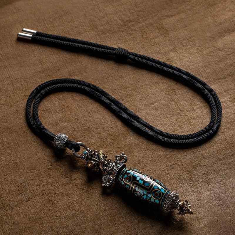 ネックレス メンズ チベット エスニック 金剛杵 天珠 ペンダント 幾何学模様 アニマル 龍 模様 レトロ ..