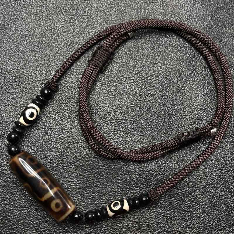 ネックレス メンズ 男性用 チベット 民族風 九眼天珠 調整可能 水晶 風 鎖骨 ペンダント アクセサリー ..