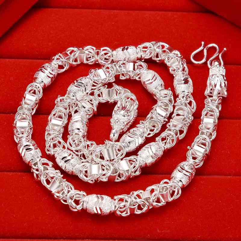 ネックレス メンズ 男性用 橄榄珠 龙头チェーン シルバーメッキ 首飾り アクセサリー 誕生日 プレゼント 51cm 80cm