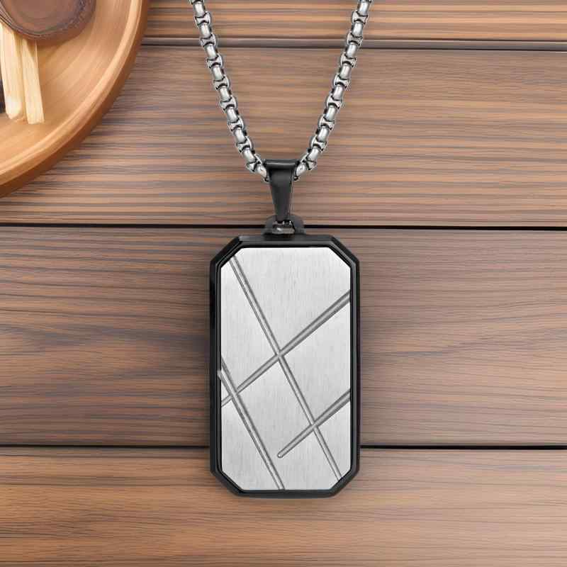 ネックレス メンズ 八角形 幾何学模様 ミリタリー プレート チタン鋼 ペンダント チョーカー クール 電..