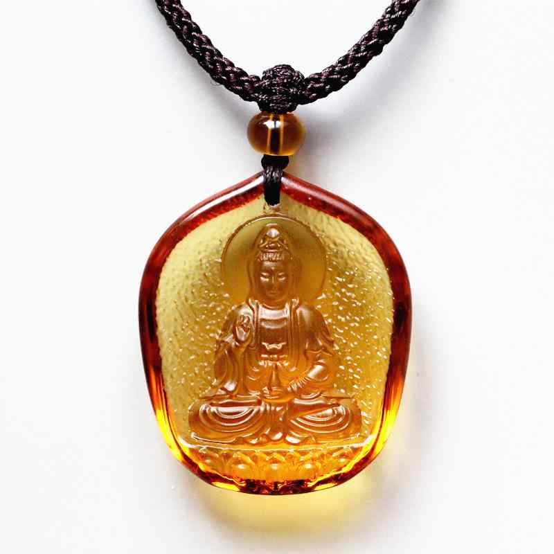 ネックレス メンズ 観音菩薩 琉璃 ペンダント 水滴形 黄色 ピンク系 ブルー ホワイト 民族風 男性用 アクセサリー(x10)