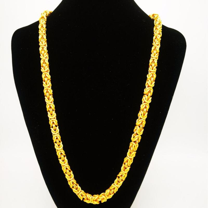 ネックレス メンズ 男性用 ドラゴンモチーフ 粗めチェーン ベトナムシャジン風 幾何学模様 首飾り 真鍮..