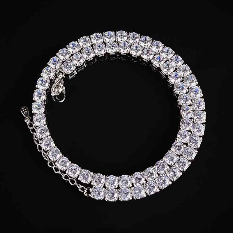 ネックレス レディース メンズ 4mm 5mm ジルコニア テニスチェーン ヒップホップ 小洒落 シルバー ゴー..