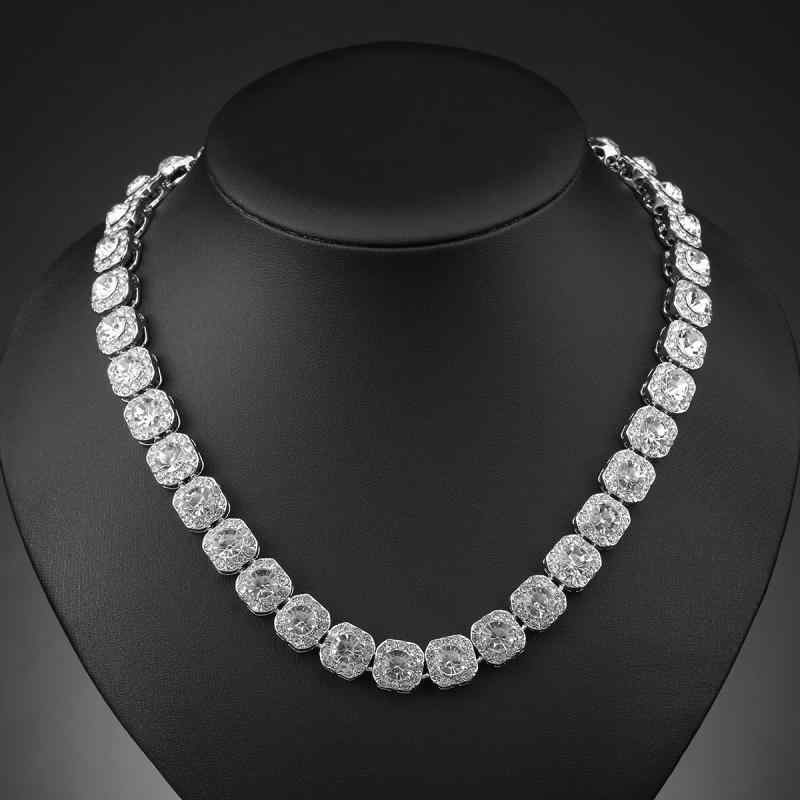 ネックレス メンズ ヒップホップ 10mm 幾何学模様 氷砂糖 シルバー ラインストーン ペンダント 45cm 50cm