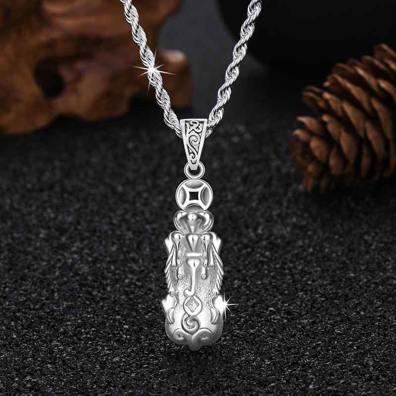 ネックレス メンズ 貔貅 泰銀 ペンダント レトロ 古風 アクセサリー お守り ラッキーアイテム 電気メッキ加工