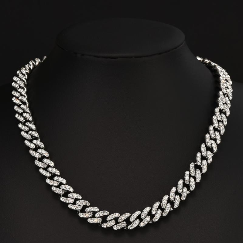 ネックレス メンズ レディース 菱形 ジルコニア 喜平チェーン キューバチェーン 金メッキ シルバー ロ..