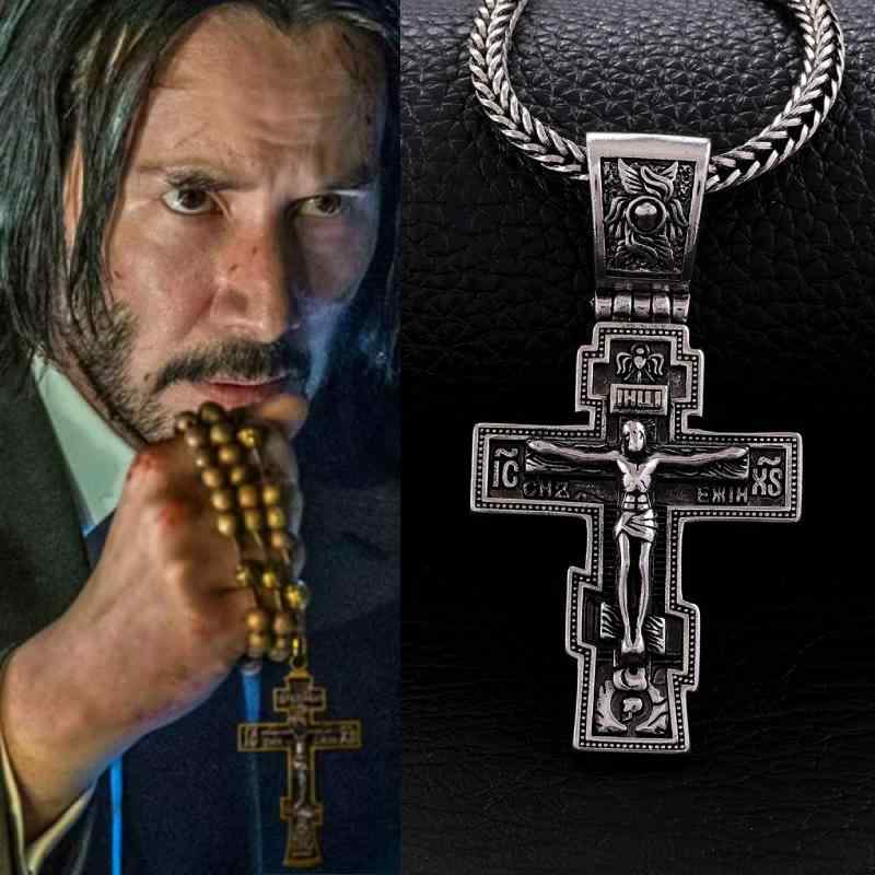 ネックレス メンズ 男性用 十字架 幾何学模様 レトロ ペンダント 51cm 60cm 銅製 チョーカー ゴシック パンク アクセサリー 南米 東南アジア