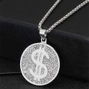ネックレス メンズ レディース ストリート ヒップホップ ドル ペンダント 合金 ボックスチェーン シルバー シルバー ゴールド ゴールド(x50)