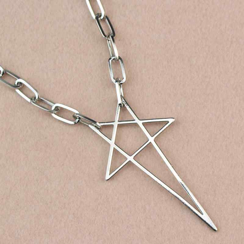 ネックレス メンズ パンク風 五芒星 ステンレス製 チョーカー ペンダント 個性的 アクセサリー 男女兼用 ブラック系