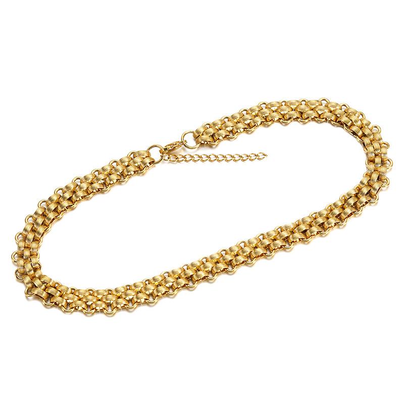 ネックレス メンズ 18k 金 格子柄 編み込み チョーカー 男性用 ステンレス 電気メッキ加工 豪華感 ゴー..