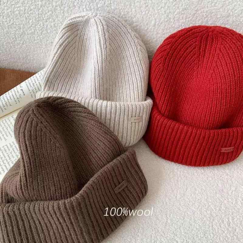 ニット帽 レディース メンズ ウール 羊毛 あったか 保温 秋冬 茶色 ブラウン 粗 вязаный 普段使い カジュアル 防寒(x2)