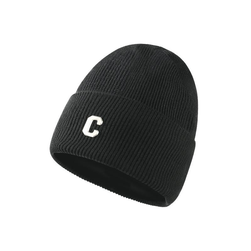 ニット帽 男性用 ウール混紡 防寒 ビーニー 韓国 小顔効果 秋冬 ブラック