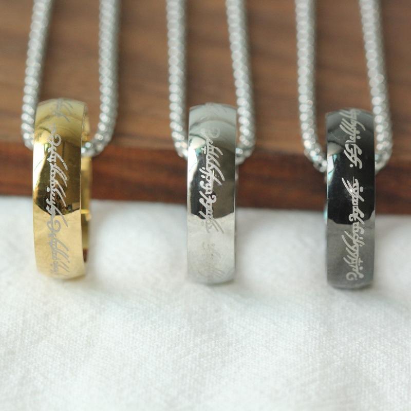 ネックレス メンズ 指輪 リング ペンダント 不锈钢 電気メッキ加工 ボックスチェーン ゴールド シルバー ブラック 7号 8号 9号 10号 11号 サイズ 展開 アクセサリー