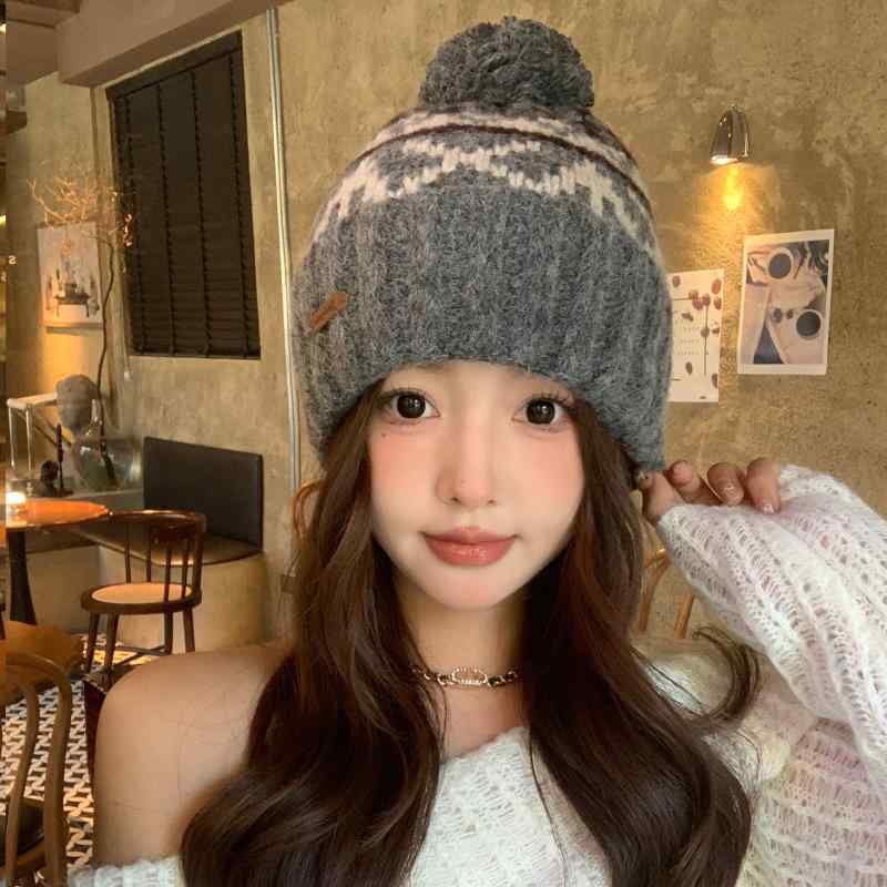 Cap, Hat - ニット帽 レディース 秋冬 アウトドア 保温 ウール混 毛糸帽子 メンズ レトロ 防寒 耳あて付き ベージュ カーキ ライトグレー ダークグレー ダークブラウン ワインレッド(x2)