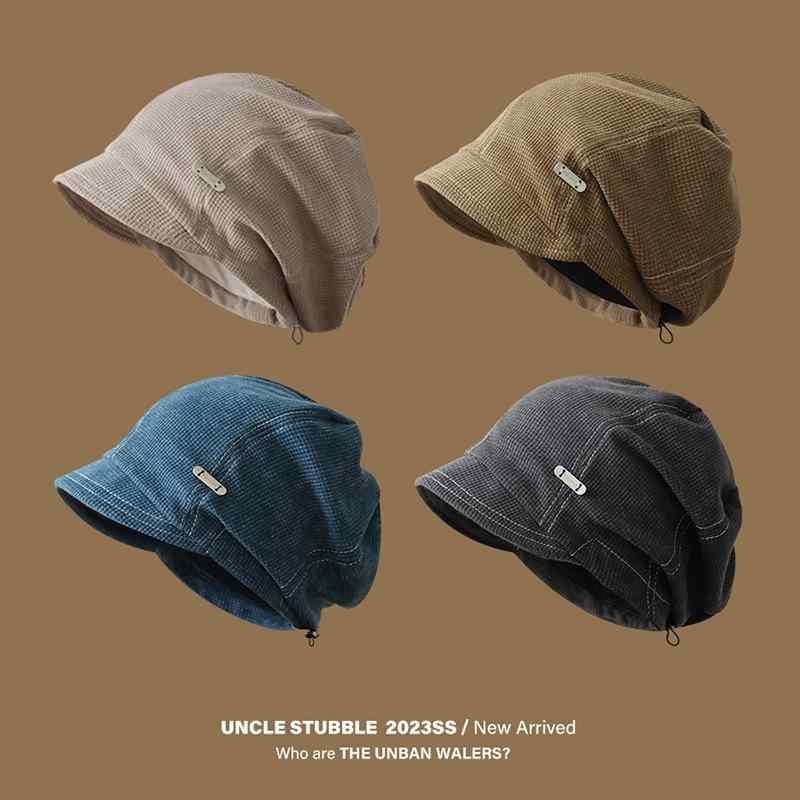 ニット帽 レディース メンズ 秋冬 防寒 暖かい ワッフル 短いつば付き ビーニー キャップ 伸縮性 ブラック カーキ ベージュ ブルー(x2)