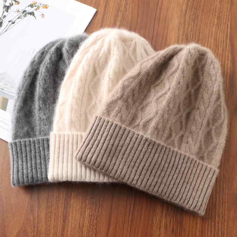 ニット帽 男女兼用 ウール ケーブル編み 秋冬 防寒 暖かい カップル お揃い ビーニー ベージュ グレー ワインレッド ブラック