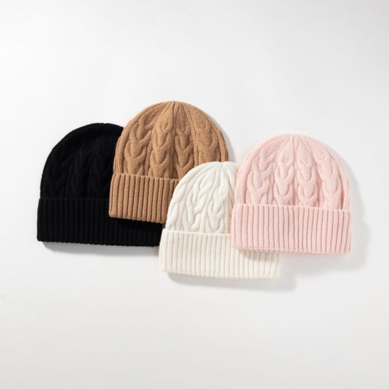 ニット帽 レディース メンズ ウール 帽子 秋冬 防寒 暖かい 無地 白 深 коричневый 深グレー 黒 カーキ 深紅色 ピンク(x2)