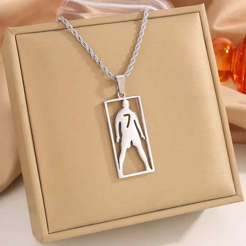 ネックレス メンズ チタン鋼 サッカー スポーツ 選手 ペンダント 幾何学模様 スタイリッシュ シルバー ..