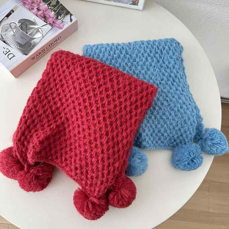 マフラー ストール レディース 秋冬 ニット 暖かい 防寒 かわいい ガーリー 学生 カップル 無地 ピンク ブルー ブラック イエロー ベージュ レッド(x2)