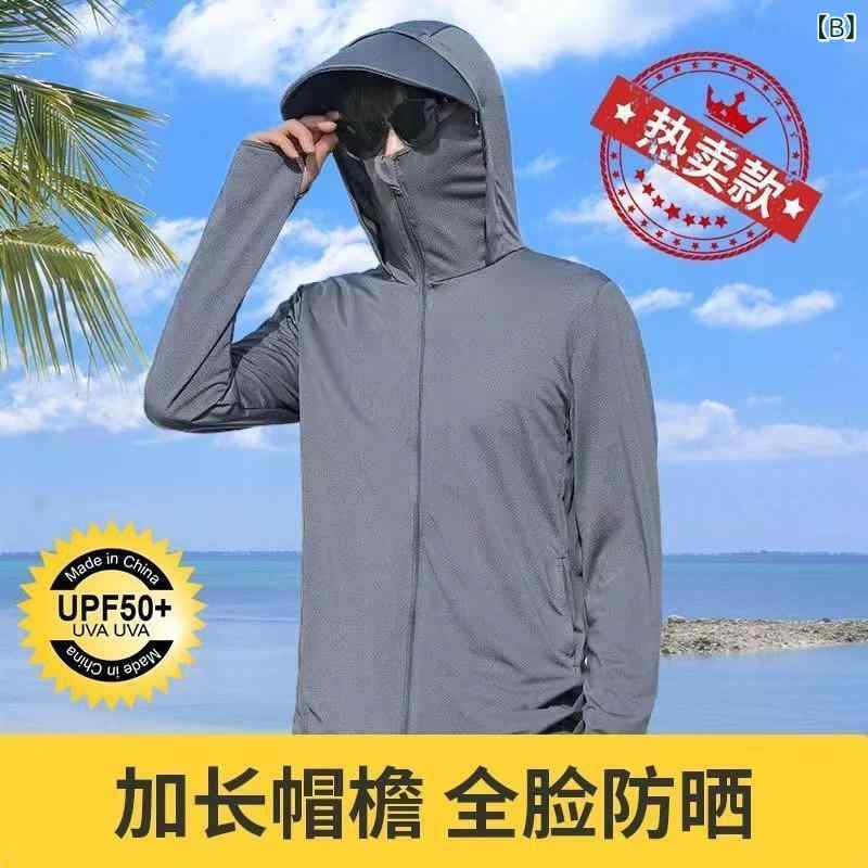 ジャケット 男性用 接触冷感 薄手 紫外線対策 撥水 速乾 パーカー アウトドア 釣り スポーツ 黒 ブラック