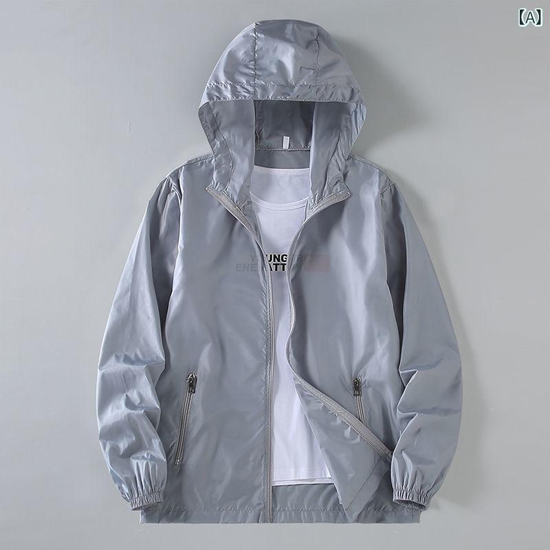 パーカー メンズ 薄手 ラッシュガード 接触冷感 通気性 スポーツ 紫外線対策 フード付き ウィンドブレーカー 春夏 グレー ブラック イエロー ホワイト