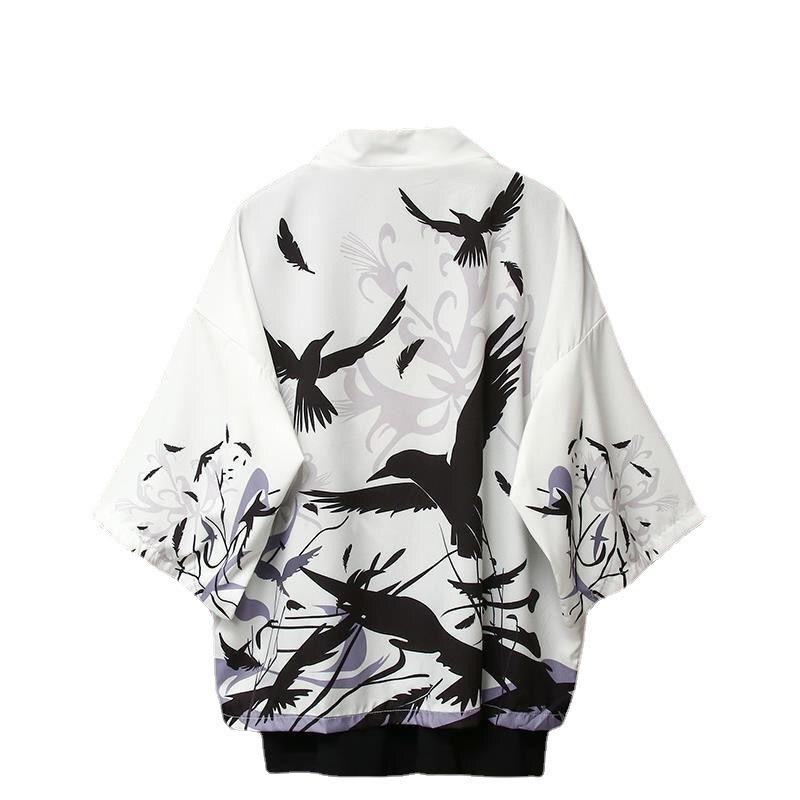 シャツ メンズ 男性用 和柄 カーディガン ポリエステル 薄手 海浪 鯉 鶴 梅 花柄 チャイナドラゴン プ..