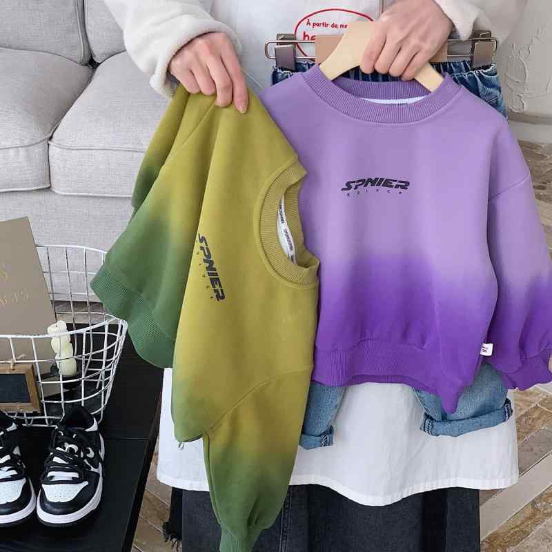 キッズ トレーナー 子供服 長袖 グラデーション ルーズフィット 男の子 女の子 春秋 普段着 ラフ着 パ..