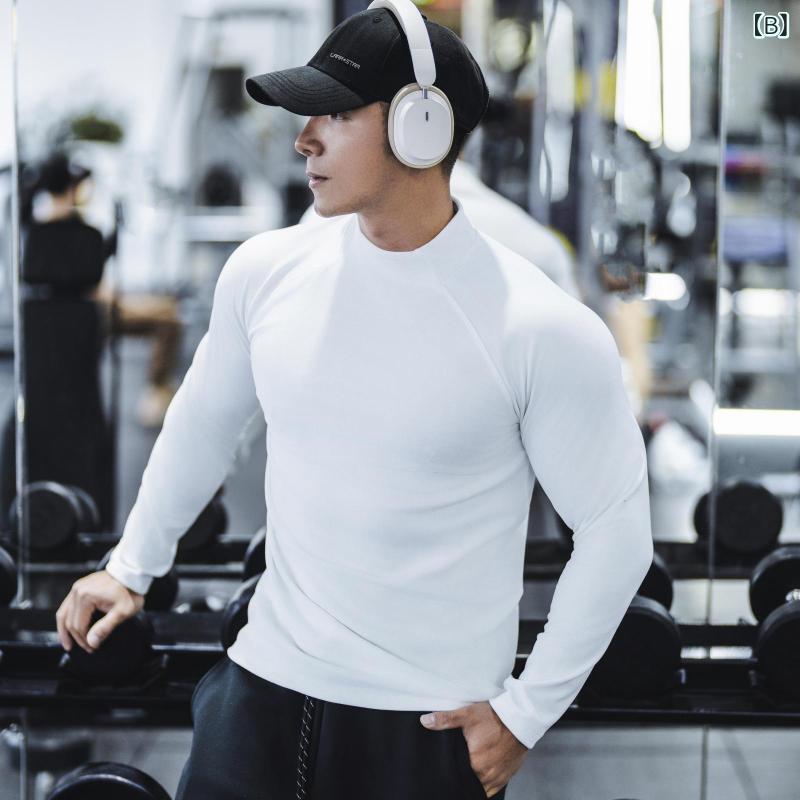 Tシャツ 男性用 秋冬 徳绒 保温 スリムフィット ハーフハイネック 長袖 アンダーウ...