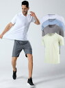 Tシャツ メンズ 男性用 速乾性 接触冷感 スポーツ ランニング トレーニングウェア 陸上競技 トップス 無地 春夏 グレー 灰青 緑 白