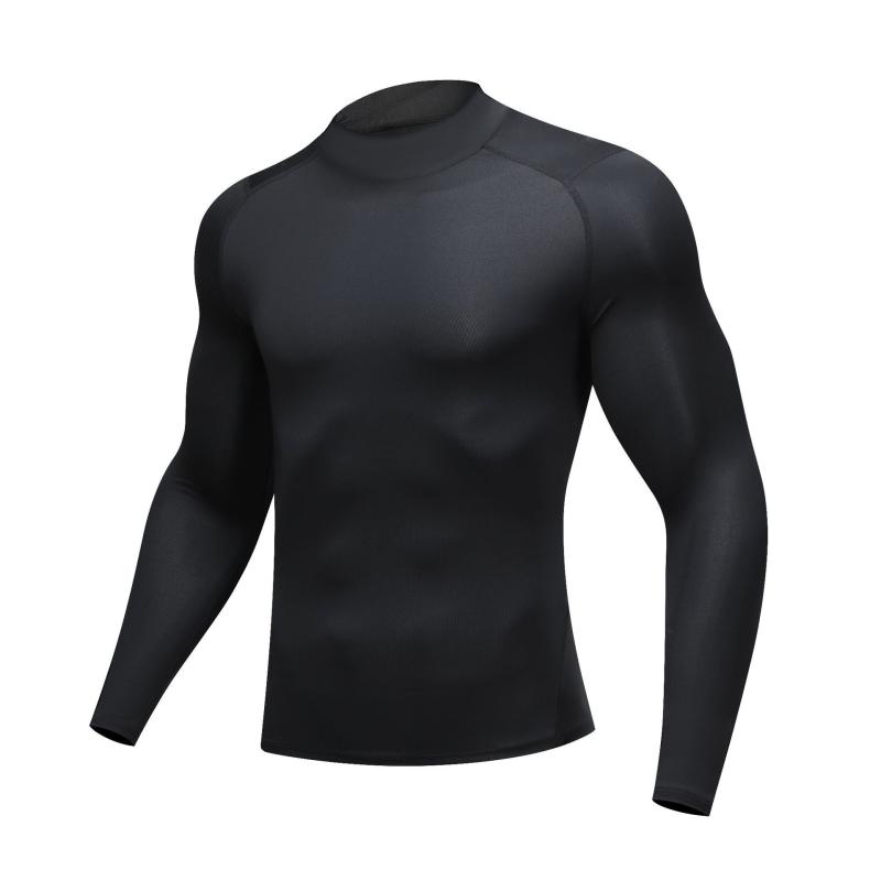 Tシャツ メンズ スポーツ ランニング ウェア トレーニング 長袖 高弾力 吸湿速乾 ストレッチ ハイネック インナー トップス 男性用 普段使い 部屋着