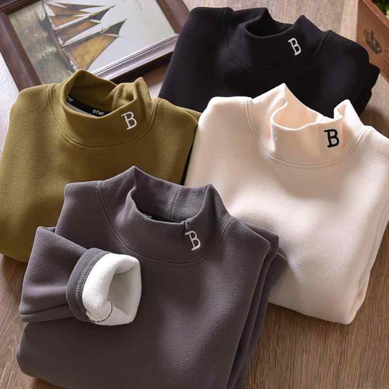 トップス キッズ 男の子 長袖Tシャツ 秋冬 裏起毛 アルファベット ハーフハイネック 無地 普段着 部屋..