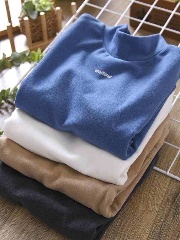 Tシャツ 男児 キッズ 裏起毛 あったか インナー トップス 秋冬 長袖 プリント 薄手 修身 ブラック ホワイト グレー ベージュ コーヒー ブルー