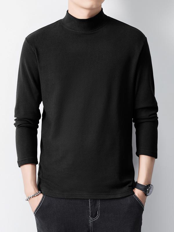Tシャツ メンズ 男性用 長袖 裏起毛 カットソー ハイネック インナーシャツ 保温 伸縮性 あったか 秋冬 ブラック ホワイト コーヒー色 ..