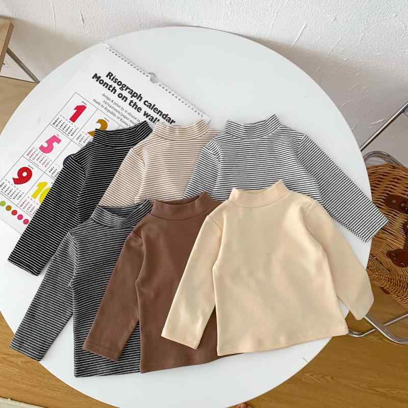 子供服 カットソー キッズ 男女兼用 トップス 長袖 韓国 コットン 春秋冬 新生児 乳幼児 ボーダー 無地..