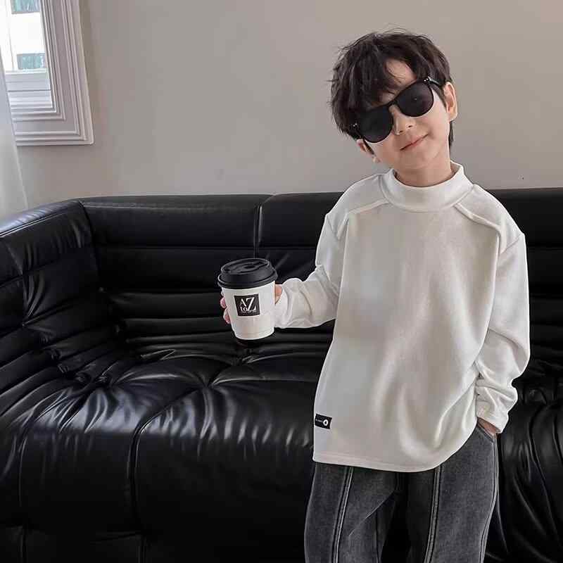 Tシャツ キッズ 男の子 裏起毛 あったか 長袖 ハイネック トップス 秋冬 子供服 イ...