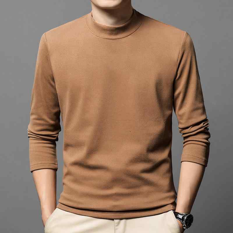 T-Shirts - Tシャツ メンズ 男性用 ハーフハイネック カットソー 長袖 無地 ポリエステル 秋冬 トップス インナー デイリー 普段使い 重ね着