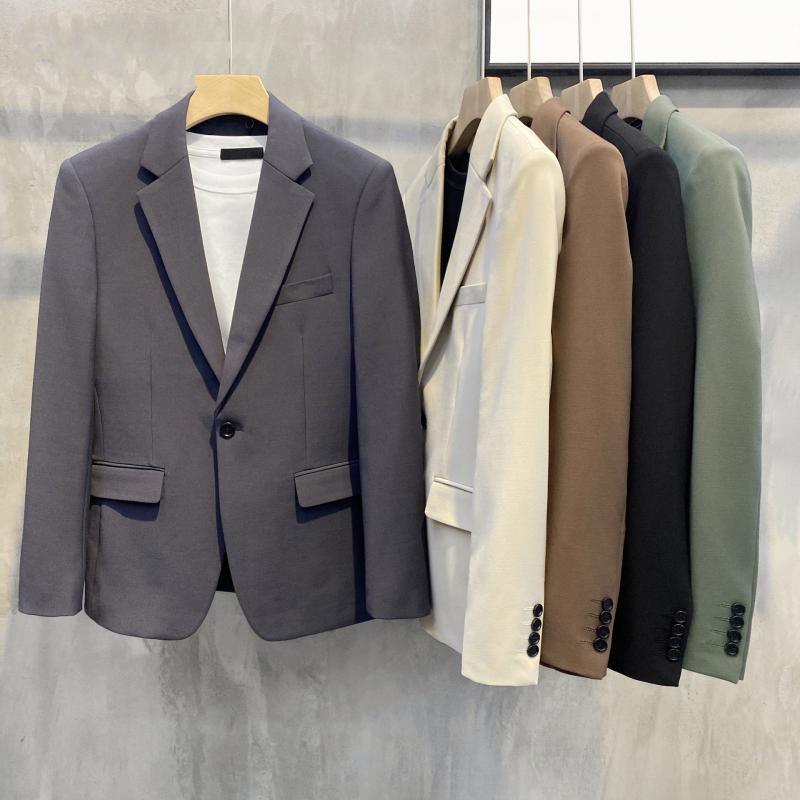 Other - スーツ メンズ テーラードジャケット 秋冬 カジュアル ビジネス スリムフィット 無地 洗える 紳士服 男性用 黒 ブラック グレー ブラウン 杏色