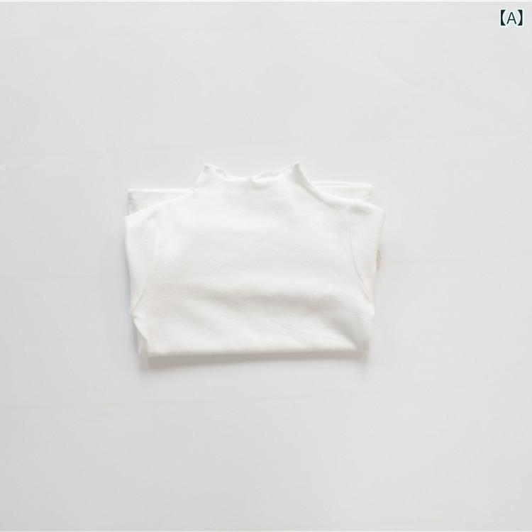 Tシャツ キッズ 長袖 子供 女の子 カットソー 韓国 無地 カジュアル ハイネック トップス 春秋 Aクラス 保温 ホワイト ワインレッド キャメル コーヒー 孔雀蘭 80cm 90cm 100cm 110cm 120cm 130cm 140cm