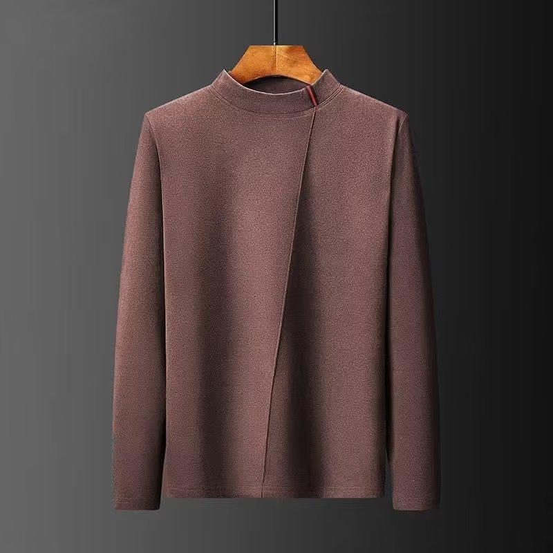 Tシャツ メンズ 男性用 秋冬 トップス 長袖 ハーフハイネック カットソー 無地 プルオーバー ゆったり 伸縮性