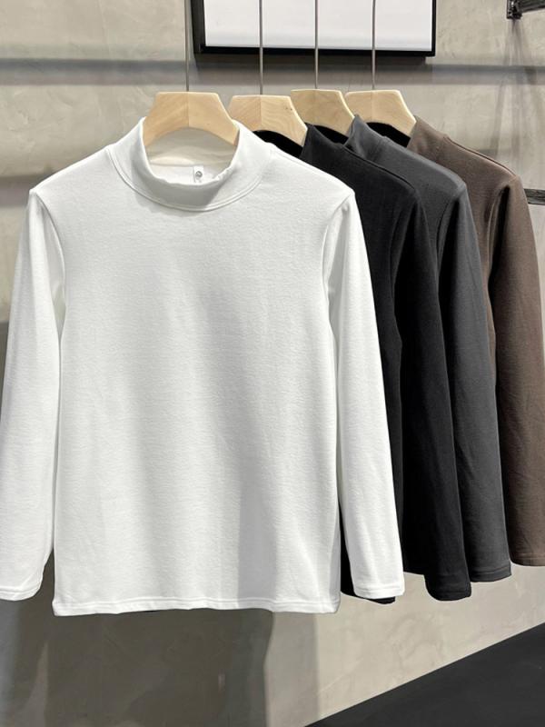 Tシャツ メンズ 秋冬 長袖 あったかインナー デロン起毛 カットソー トップス スリムフィット 無地 ストレッチ ラウンドネック ハイネック タートルネック 白 黒 グレー コーヒー色・スタイル: 軽熟カジュアル・柄: 無地・フィット: スリム・対象: 若者・タイプ: プルオーバー・ネックライン: ラウンドネック.ハイネック.モックネック・袖丈: 長袖・厚さ: 厚手・主な素材: ポリエステル繊維・主な素材の含有量: ・対象シーズン: 秋・生地: 綿混紡・適用シーン: デイリー・プリントテーマ: 無地・加工: ノンアイロン・カラー: ホワイト.ブラック.コーヒー.ダークグレー・サイズ: M.L.XL.2XL.3XL.4XL.5XL・袖のタイプ: レギュラー・重量: 約 約180g～250g・素材機能: 通気性・対象年齢: 成人・対象性別: メンズ・カテゴリ: Tシャツ・誤差範囲: 1～2cm