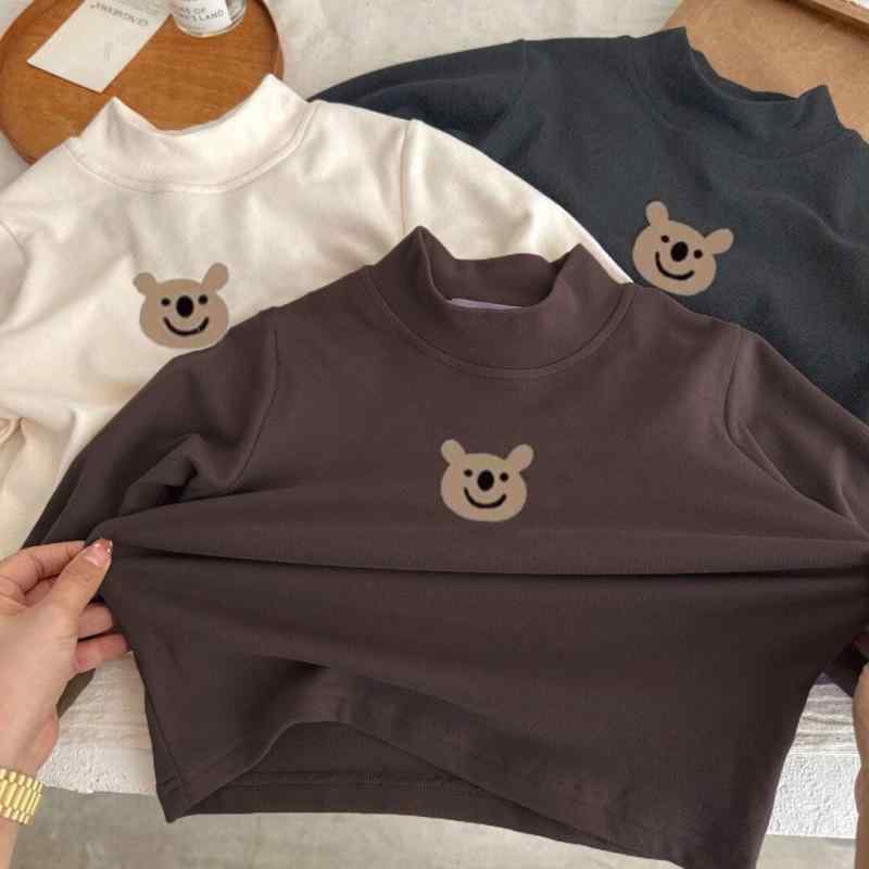 子供用Tシャツ キッズ 秋冬 長袖 トップス 徳絨 あったか インナー 高 Examples 杏色 深灰 咖色 黒 白