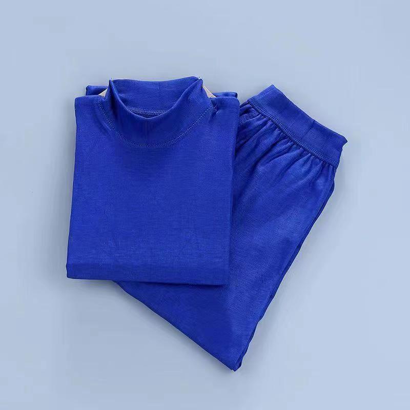 メンズ インナー 上下セット 宝藍色 保温 ポリエステル あったか素材 長袖 高齢者 (x5)