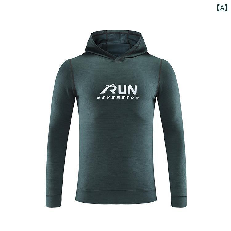 パーカー メンズ 男性用 長袖 プルオーバー フード付き スポーツウェア アウトドア ランニング トレーニング ウェア 速乾性 ポリエステル グリーン ブラック グレー