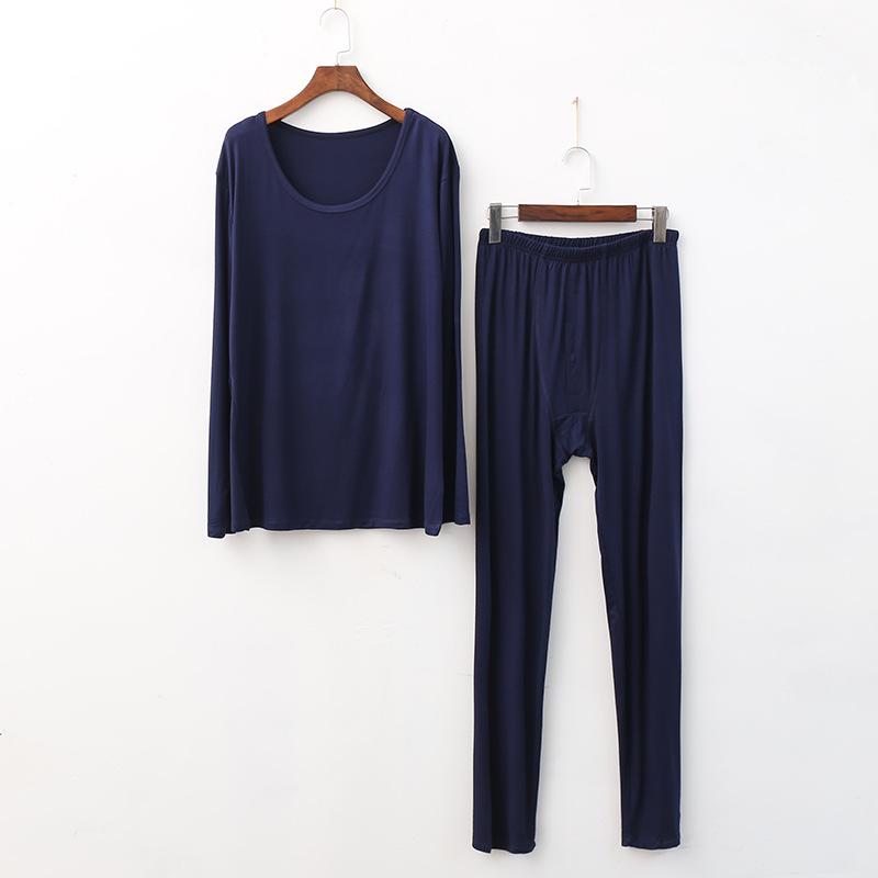 メンズ インナー 上下セット 大きいサイズ 男性用 肌着 長袖 長ズボン ラウンドネック 粘纖 塑身 保温..