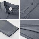 Tシャツ メンズ 男性用 速乾 スポーツウェア トップス 長袖 立襟 無地 トレーニング ウェア ランニング 深グレー グレー 緑 ブルー ポリエステル