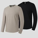 Tシャツ メンズ 男性用 長袖 秋冬 裏起毛 暖かい ストレッチ 通気性 アウトドア スポーツ ランニング インナー トップス ポリエステル 無地 黒 ブラック...