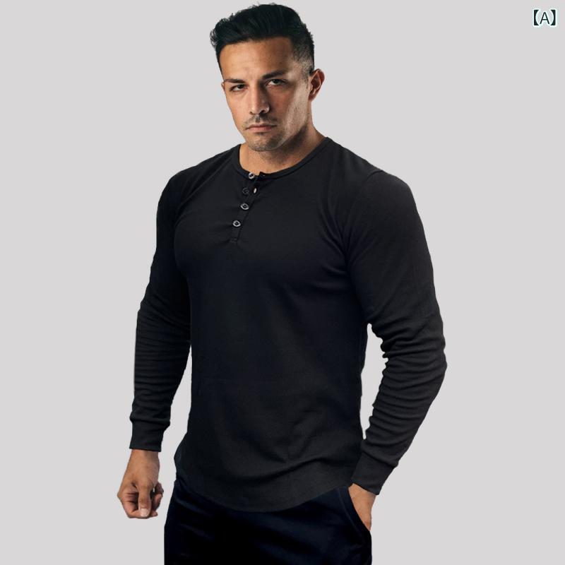 Tシャツ 男性用 スポーツウェア トレーニングウェア 長袖 ストレッチ 伸縮性 普段...